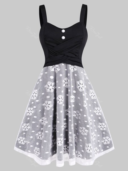 Christmas Crossover Snowflake Mesh Dress