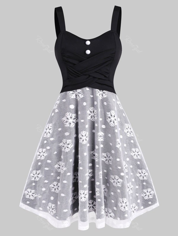 Christmas Crossover Snowflake Mesh Dress