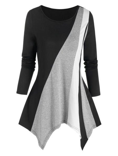 Colorblock Asymmetrical T Shirt