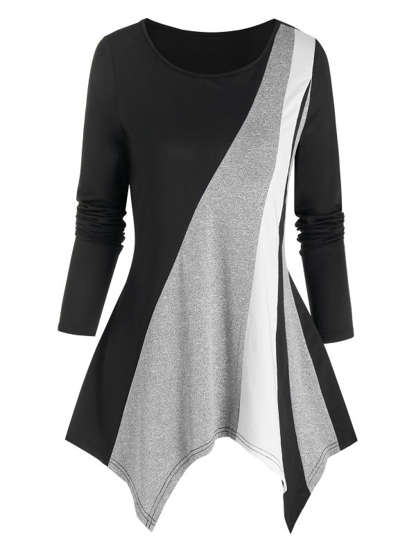 Colorblock Asymmetrical T Shirt