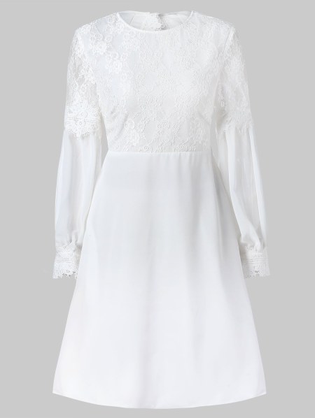 Cut Out Lace Panel Long Sleeve Dress