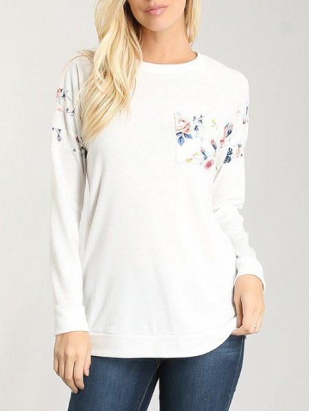 Flower Print Tunic Sweatshirt