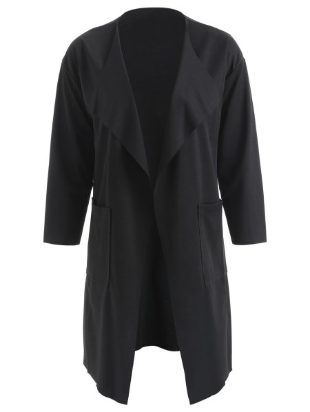 Front Pockets Turn Down Collar Coat