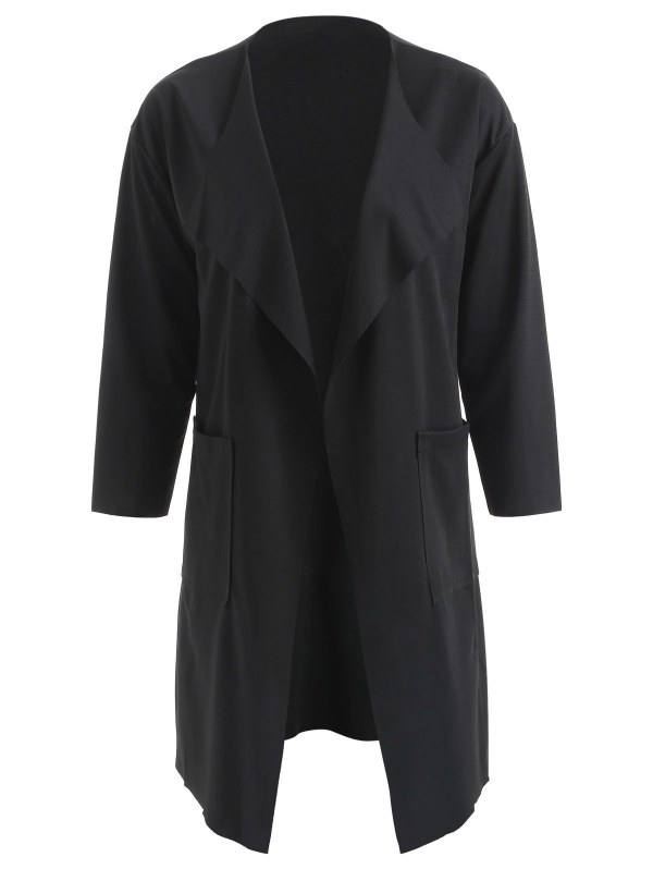 Front Pockets Turn Down Collar Coat