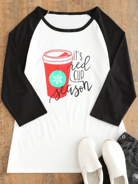 Graphic Print Raglan Sleeve Tee