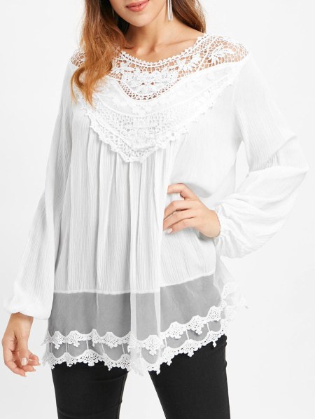 Lace Panel Tunic Blouse