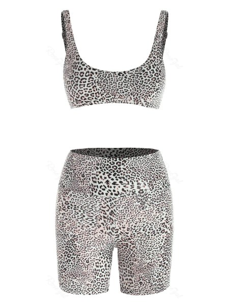 Leopard High Rise Boyshort Bikini Swimwear