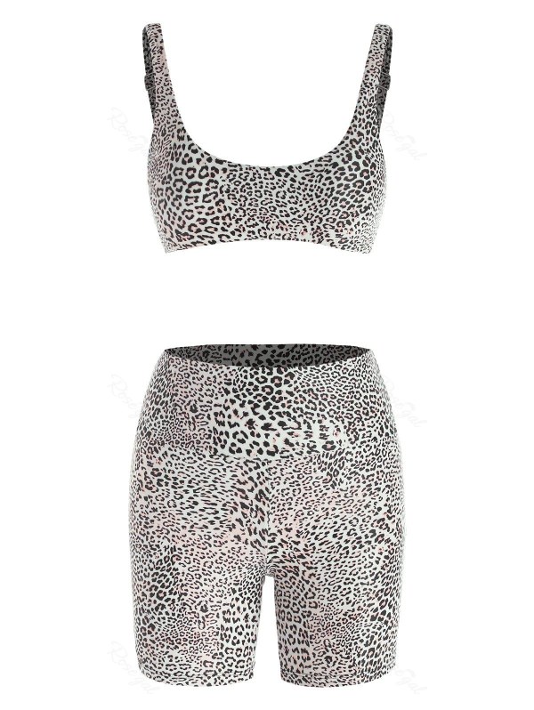 Leopard High Rise Boyshort Bikini Swimwear