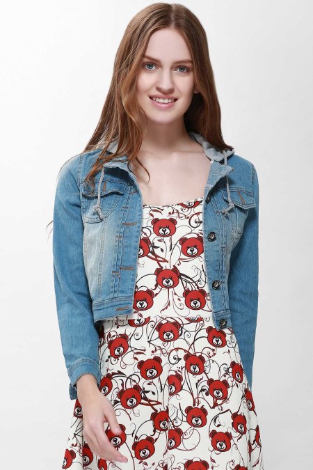 Pocket Design Long Sleeve Short Denim Coat