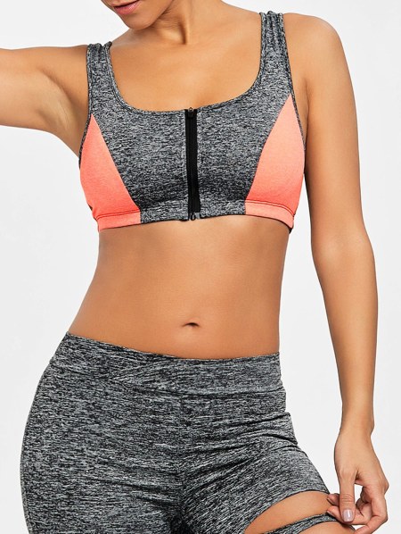 Racerback Zip Up Sports Bra
