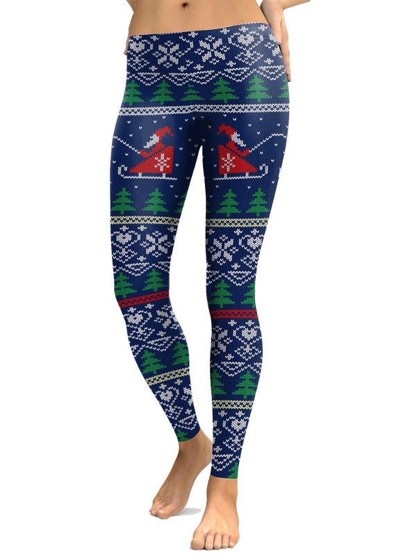 Santa Claus Reindeer Print Christmas Leggings