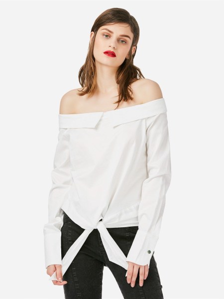 Zan.style Boat Neck Long Sleeve Blouse