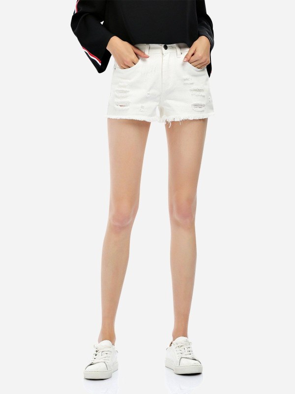 Zan.style Ripped Cotton Shorts